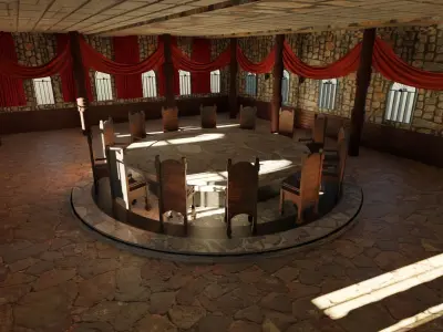 Council Hall - Round Table Low-poly 3D model