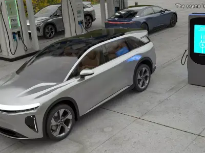 Lucid Gravity Electric SUV with Charging Station 3D model