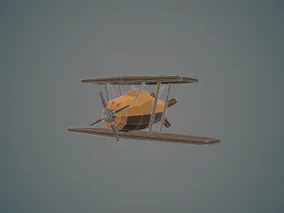 Airplane cartoon - 04 Low-poly 3D model