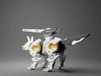 Wolf robotics model with military weapon 3D model