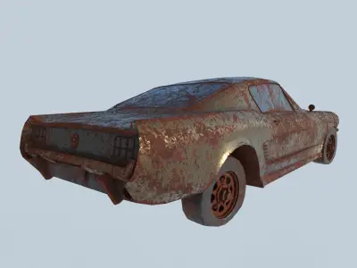 Game ready Abandoned damaged wrecked Vehicle collection model Low-poly 3D model