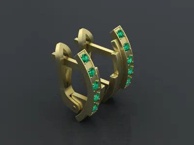Earrings with track gems for CNC or 3D print model 3D print model