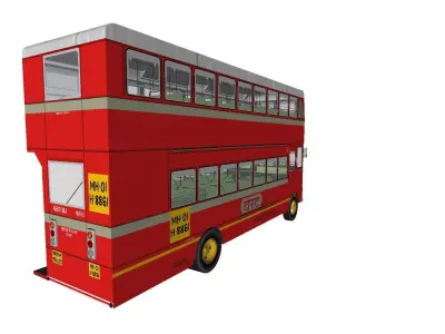 Ashok Leyland Single Cabin Double Decker bus - Mumbai City BEST Low-poly 3D model