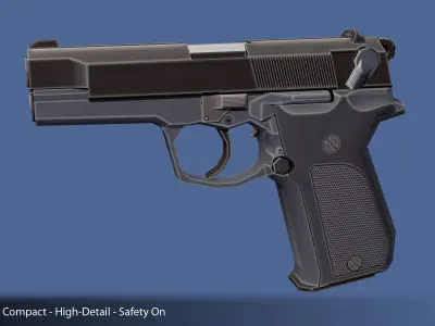 Low-Polygon Walther P88 Compact 9mm Pistol Low-poly 3D model