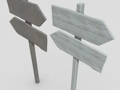 Wooden Sign 2 Low-poly 3D model