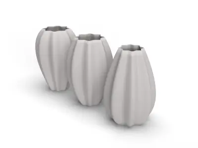 Realistic 3D gray coloured Vase set 3D print model