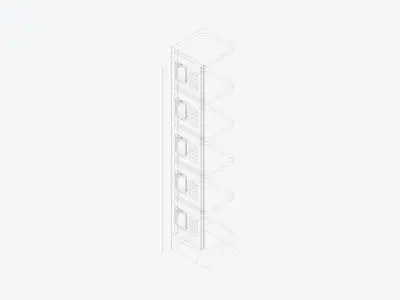 Locker - Metal - Locka - Classic - Five Tier Low-poly 3D model