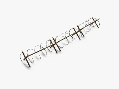Low poly barbed wire barricade 3D model