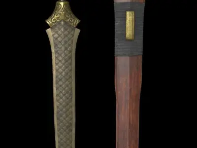 Fantasy Ancient Chinese Sword Low-poly 3D model