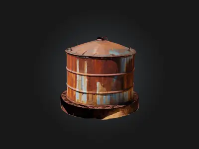 Rusted Water Tank Low-poly 3D model