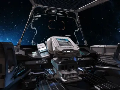  Spaceship Cockpit v1 Lowpoly PBR Low-poly 3D model