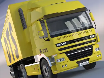 DAF CF Cab With Refrigerated trailer 3D model