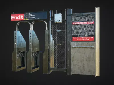 Subway Emergency Gates Low-poly 3D model