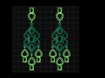 long dangle earrings with oval gemstone Free 3D print model