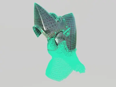 Medieval Bascinet02 with chainmail Low-poly 3D model