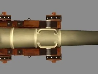 The 3d model ship cannon of the medium caliber Low-poly 3D model