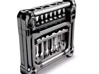 SciFi Chrome Engine Block Low-poly 3D model
