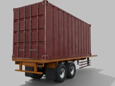 Container Trailer Low-poly 3D model by AzkA3D