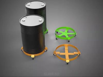 WHEEL SWIVEL CASTER DRUM BARREL BASE TRANSPORT DOLLY CART HOLDER 3D model