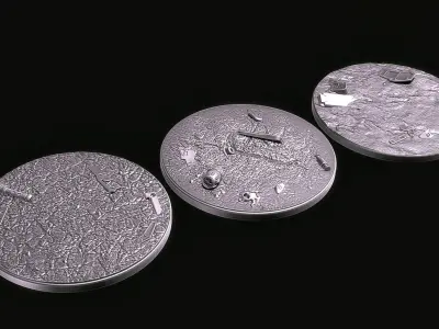 FREE -  3 BATTLEFIELD DEBRIS BASES 100 mm 3D Print Ready  Free 3D print model