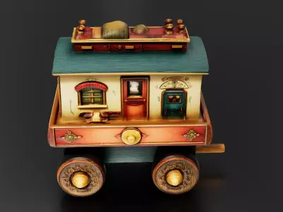 wooden train toy 02 3D print model
