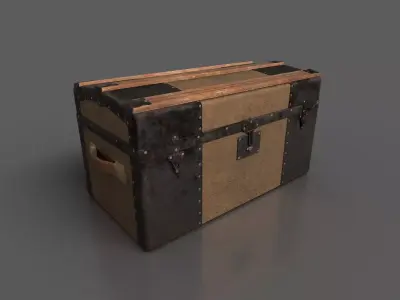 Antique Dome Top Steamer Trunk 1880s Low-poly 3D model