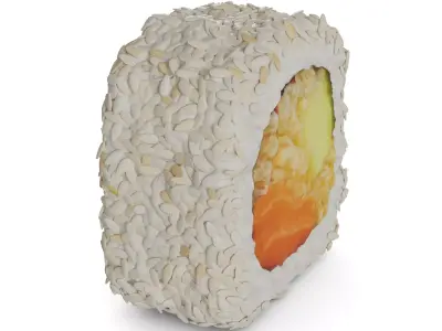Sushi Salmon tempura chips cucumber mayonnaise sesame seeds 3D model
