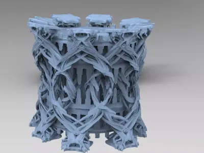 Tower of the serpent temple weaved design 3D model