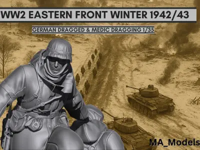 Eastern Front 1942-43  german Dragged  Medic Dragging 1-35 3D print model