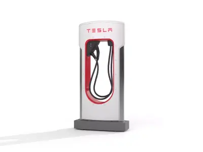 Tesla Supercharger Electric Vehicle Charging Station 3D Model Low-poly 3D model