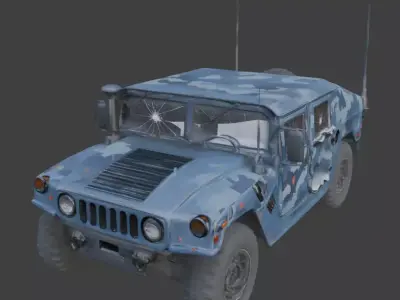 Damaged Armored Humvee Military Vehicle 3D Model V04 Low-poly 3D model