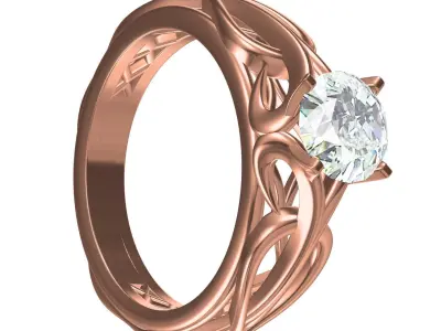 Antique Single Diamond Celtic Bridal Wedding Ring 3D print model