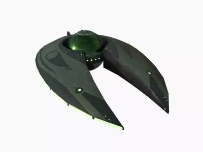 Alien Spaceship UFO I05 Dark Green - Sci Fi Spacecraft Design Low-poly 3D model