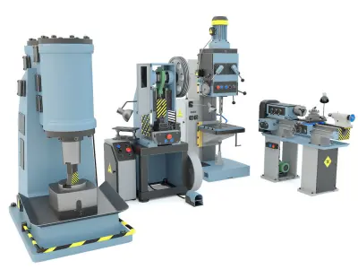 Forging hammer press drilling lathe machine tool - Collection 3D model