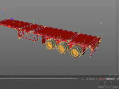 Trailer flatbed container  Low-poly 3D model