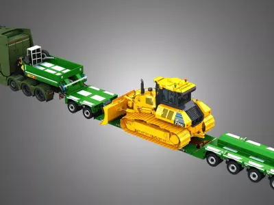 D71 PXi Dozer - Faymonville Trailer - T520 8X4 Heavy Truck  3D Model Pack