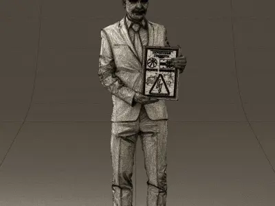 Man in blue suit diploma 0557 3D model