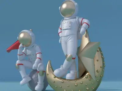 Pop Mart-Astronaut Sculpture Ornament 01 3D model
