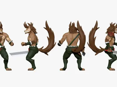 001231 werewolf trooper with long sword 3D model