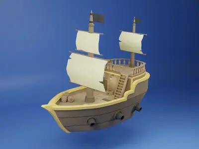Low Poly Pirate Ship Low-poly 3D model shop