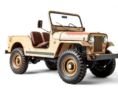 Retro Off-Road Jeep with Rugged Frame model pack Low-poly 3D model