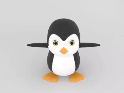 Baby Penguin 3D Model - Rigged for Animation Low-poly 3D model