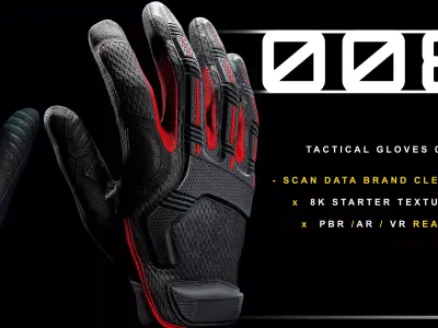 Tactical Gloves 008 Low-poly 3D model