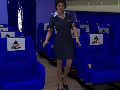 Inside a commercial plane 3D model