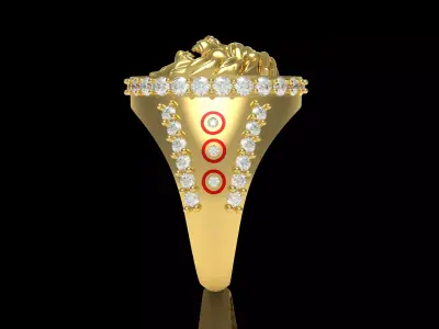 Lion Head Round Signet Ring 3D print model