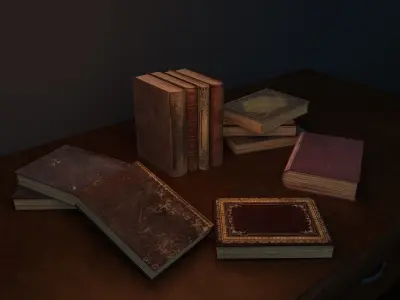 Old Books Asset Low-poly 3D model
