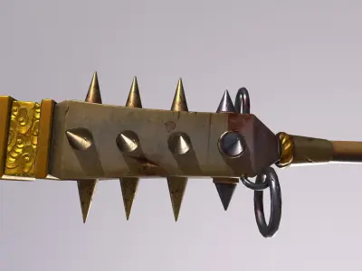 stick 2 sword with spikes Low-poly 3D model