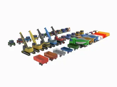 heavy equipment package Low-poly 3D model