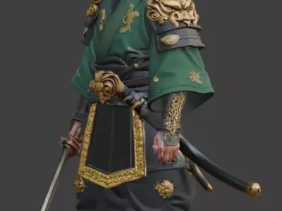 MG-Japanese Armor Swordsman 01 High-Poly Model 3D print model