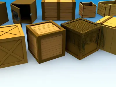 Set of boxes Free low-poly 3D model